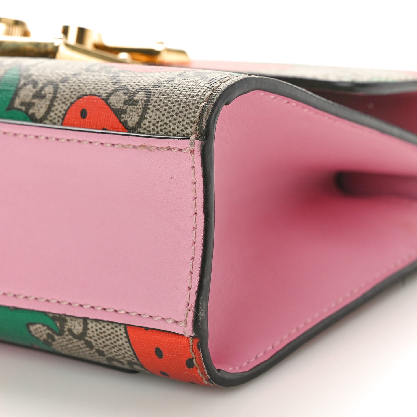 GG Supreme Monogram Strawberry Small Padlock Shoulder Bag