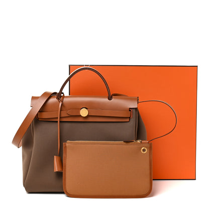 Hermes Vache Hunter Toile Herbag Zip 31 PM Etoupe Dune Fauve 11 of 11
