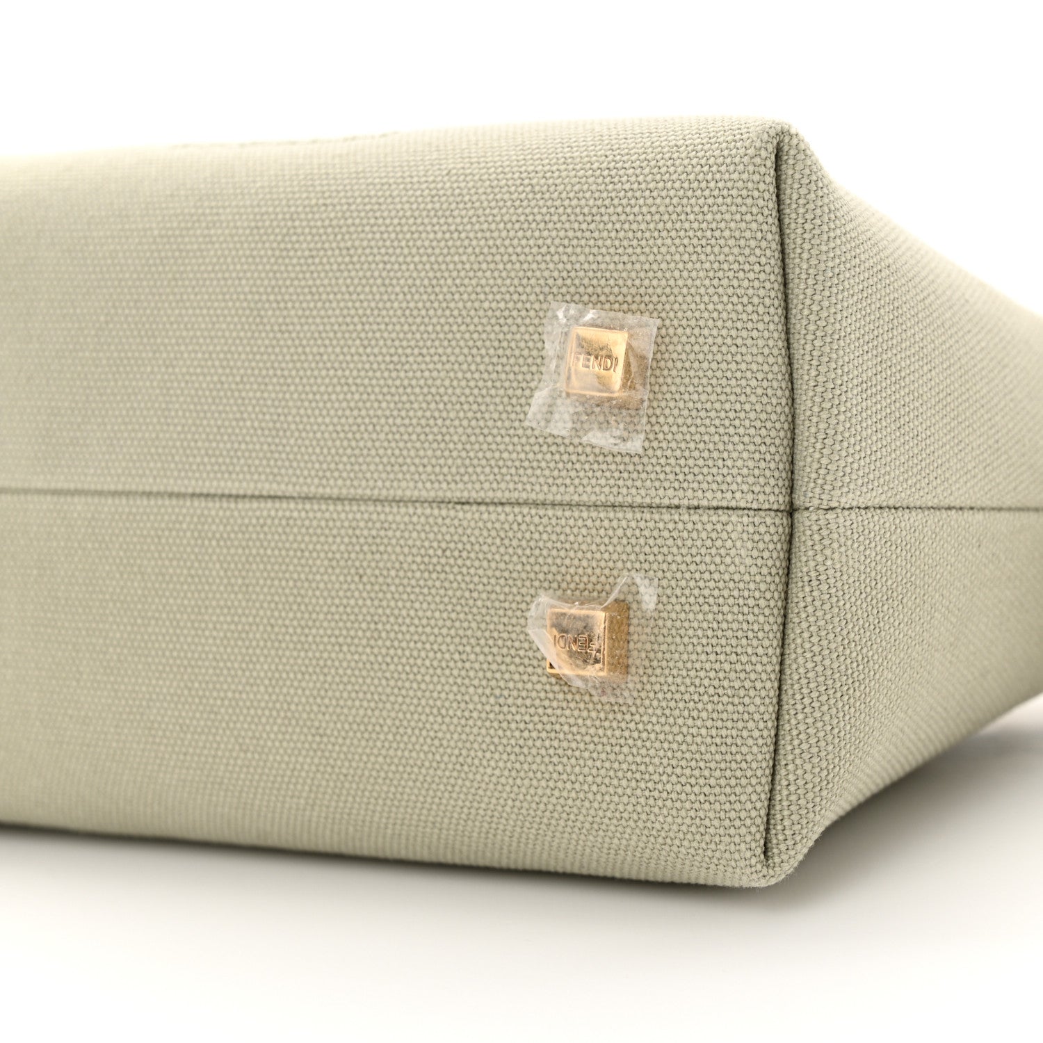 Fendi Canvas Vitello King Plexiglass Logo Embroidered Mini By The Way Top Handle Boston Bag Green Tea 10 of 10