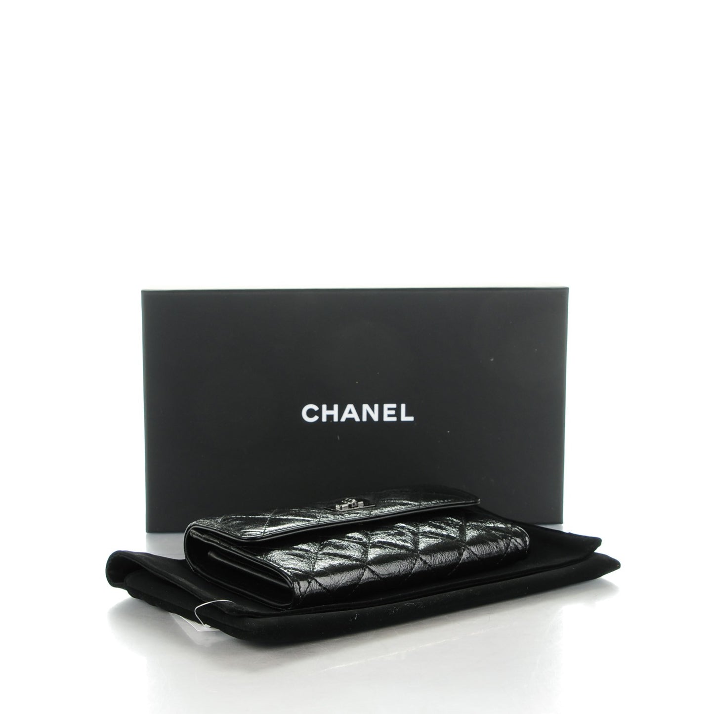 Glazed Calfskin Quilted Small Reissue Flap Wallet Black