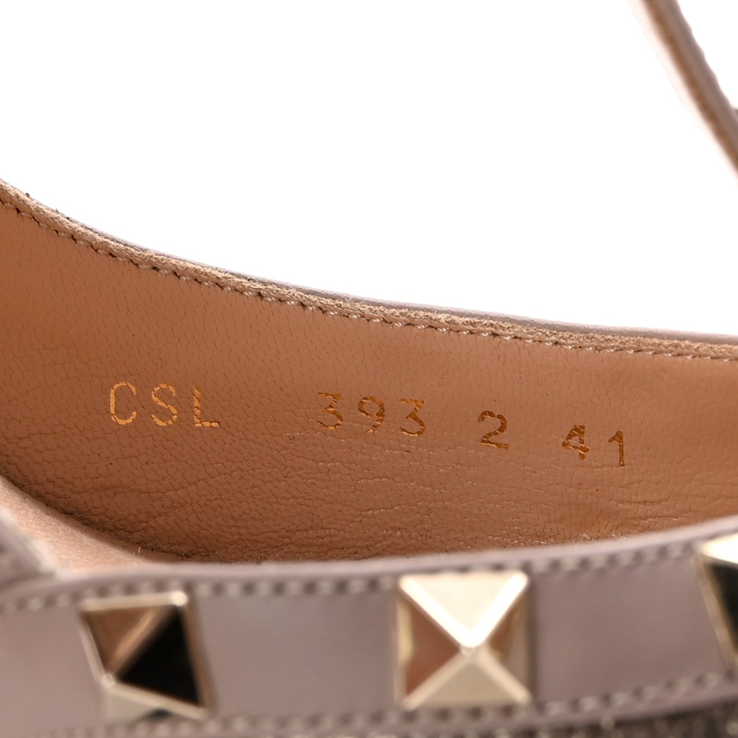 Metallic Pebbled Calfskin Rockstud Ankle Strap 100mm Pumps 41 Sasso Poudre