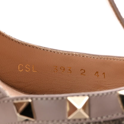 Valentino Garavani Metallic Pebbled Calfskin Rockstud Ankle Strap 100mm Pumps 41 Sasso Poudre 9 of 9