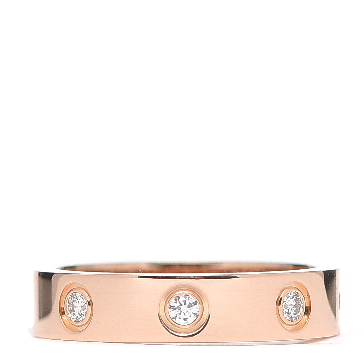 Cartier 18K Pink Gold 8 Diamond 4mm LOVE Wedding Band Ring 48 4.5 1 of 6