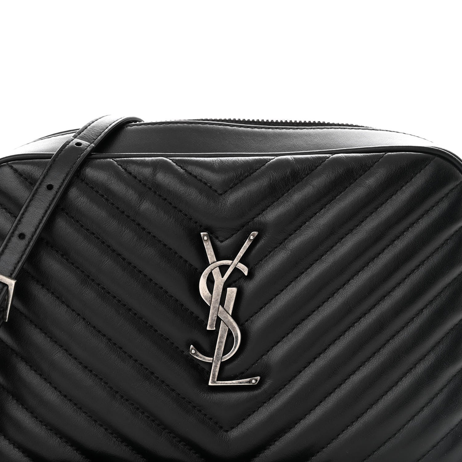 Saint Laurent Calfskin Matelasse Monogram Lou Camera Bag Black 8 of 12