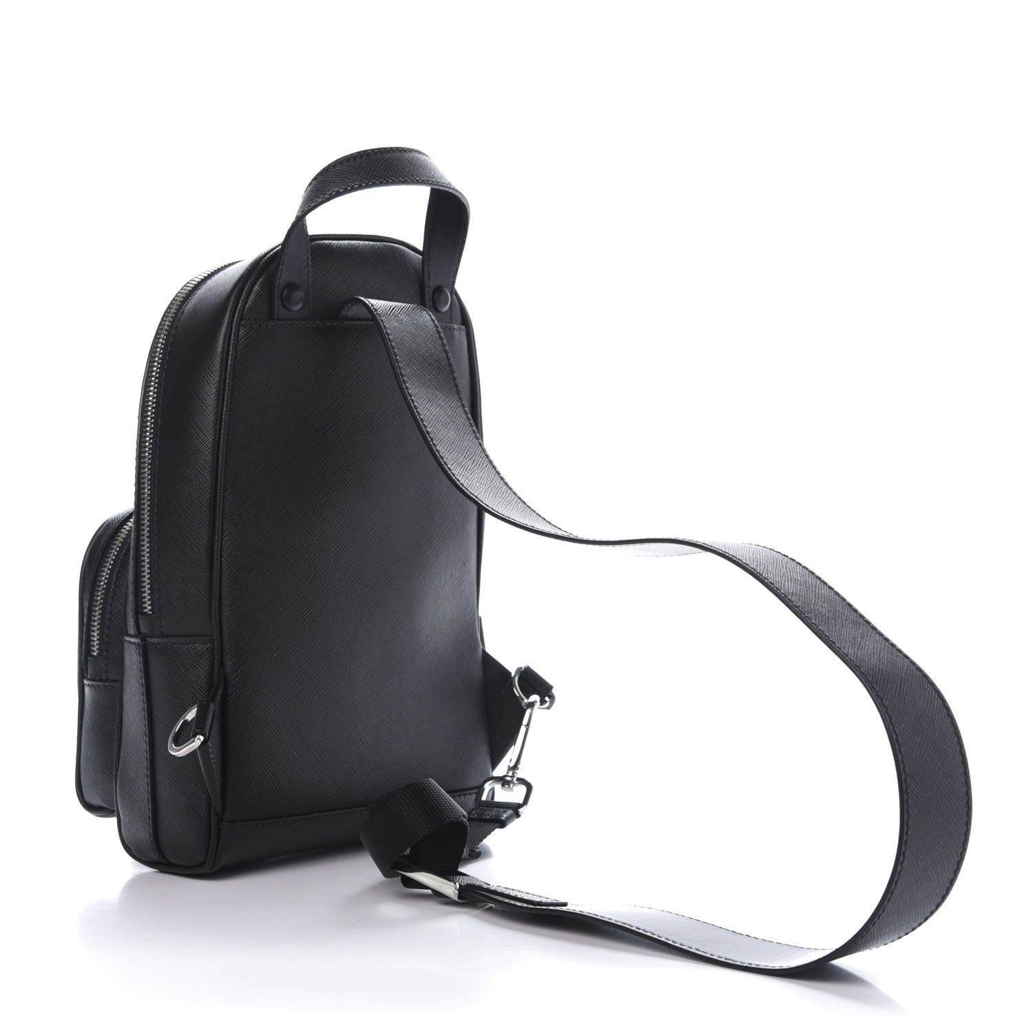 Prada Saffiano Sling Backpack Black 2 of 8