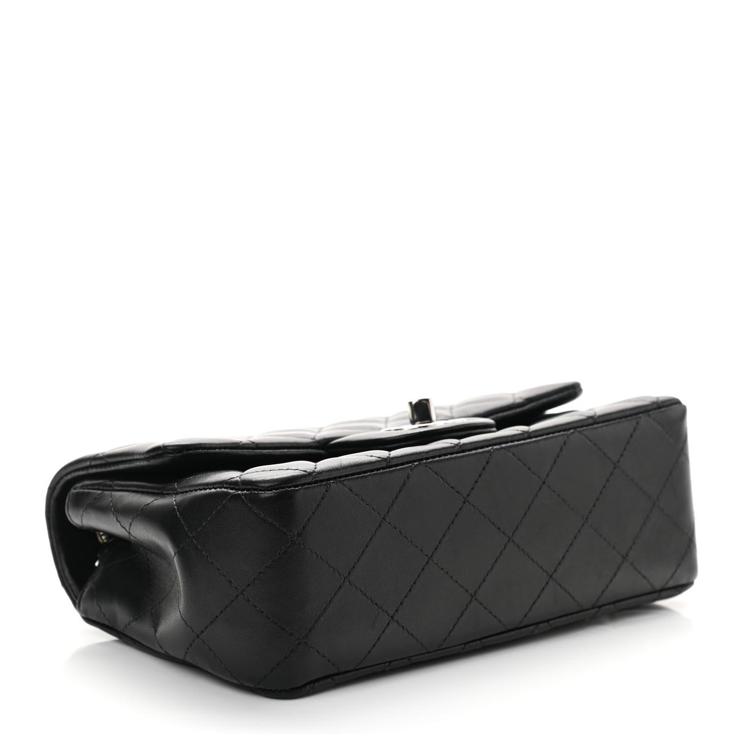 Lambskin Quilted Mini Rectangular Flap Black