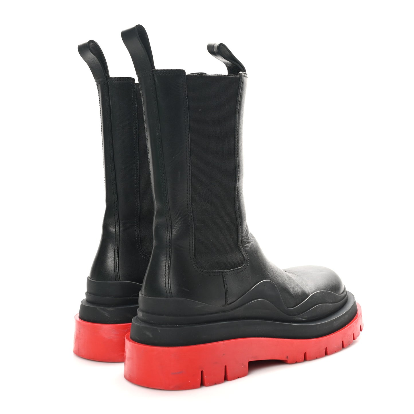 Calfskin The Tire Chelsea Boots 37 Black Bright Red
