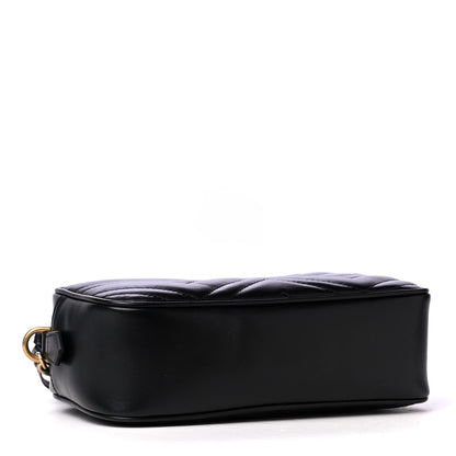 Gucci Calfskin Matelasse Small GG Marmont Chain Shoulder Bag Black 3 of 4