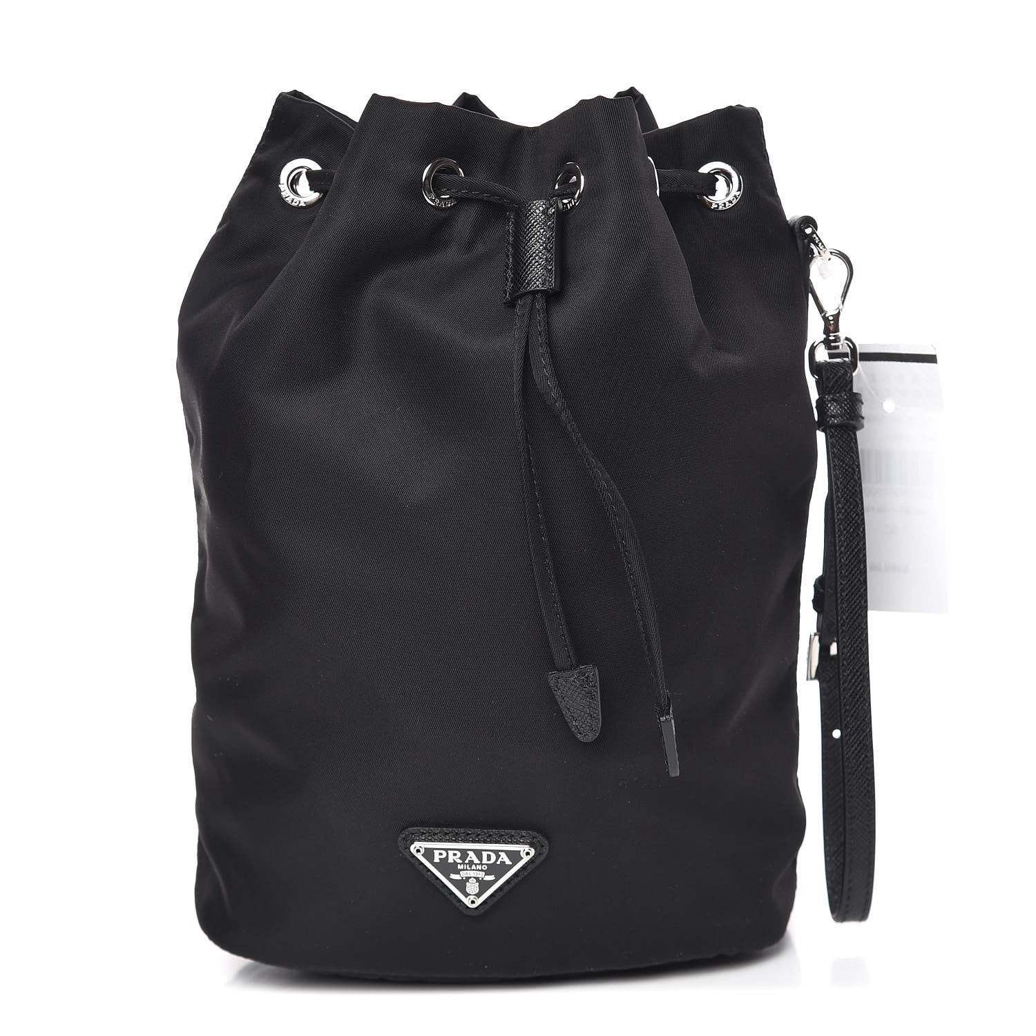 Prada Saffiano Tessuto Nylon Vela Bucket Wristlet Black 1 of 10