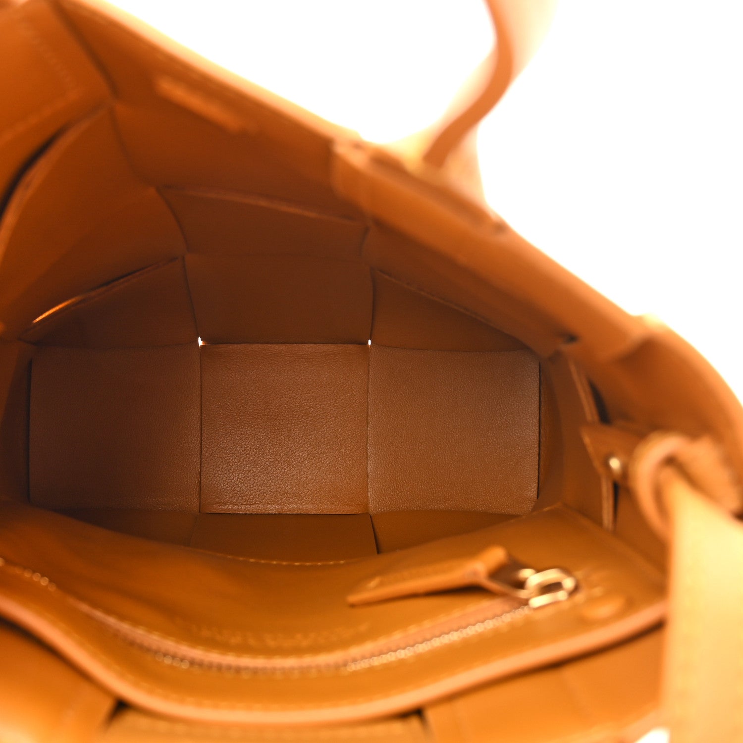 Bottega Veneta Lambskin Maxi Intrecciato Mini North South Cassette Tote Camel Gold 5 of 9