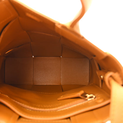 Bottega Veneta Lambskin Maxi Intrecciato Mini North South Cassette Tote Camel Gold 5 of 9