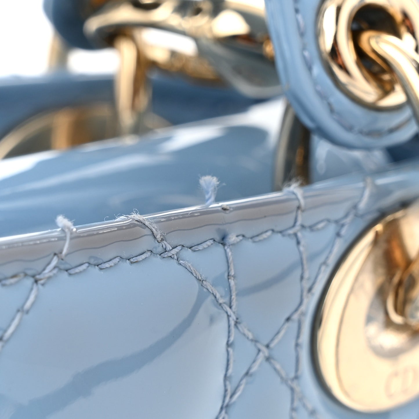 Patent Cannage Micro Lady Dior Cornflower Blue