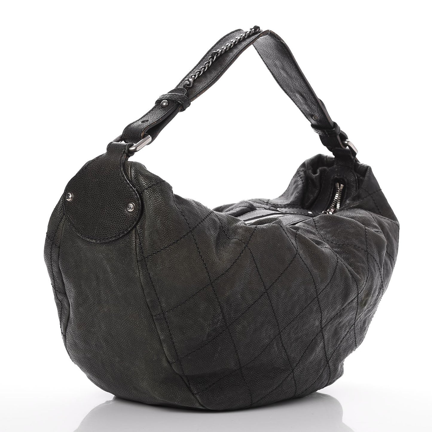 Caviar Stitched Large Outdoor Hobo Black