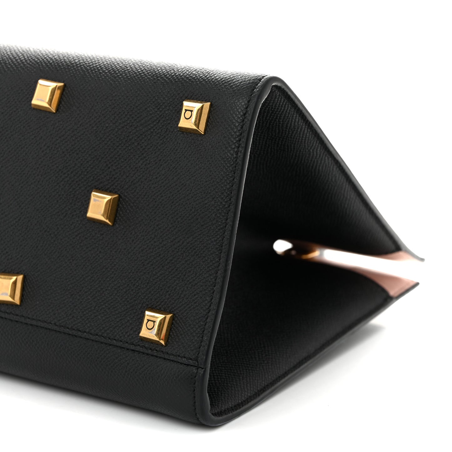 Hammered Calfskin Medium The Studio Box Bag Black