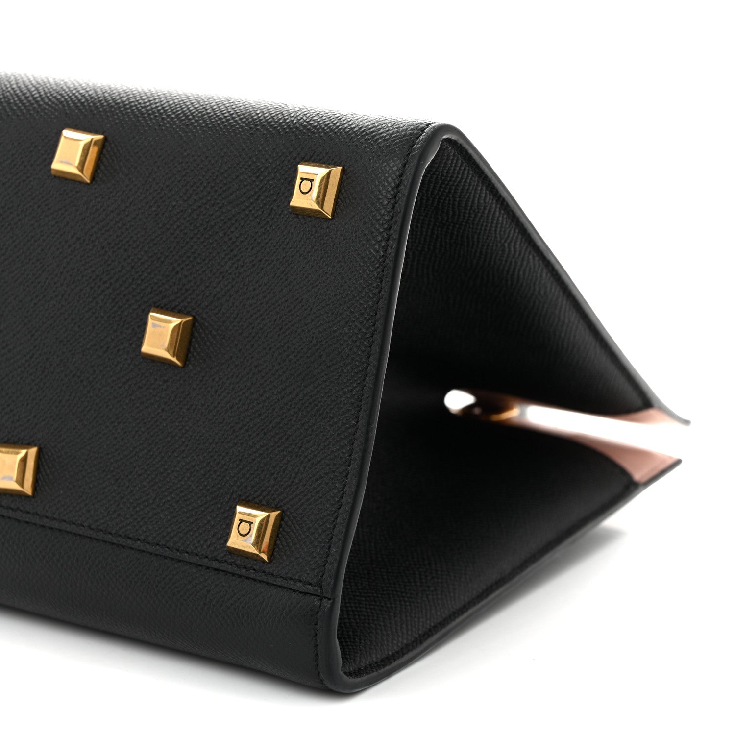 Salvatore Ferragamo Hammered Calfskin Medium The Studio Box Bag Black 9 of 9