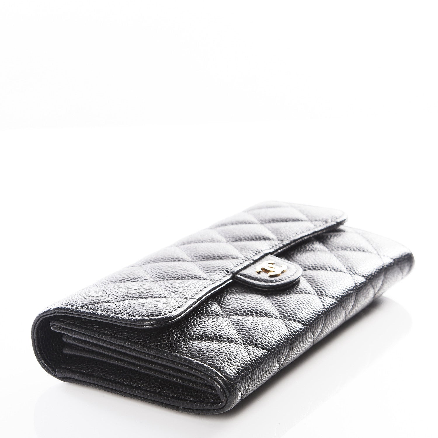 Chanel Caviar Quilted Large Gusset Flap Wallet Black 3 of 11