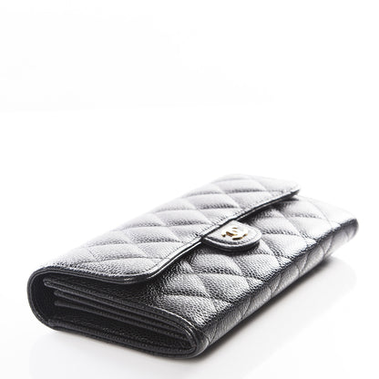 Chanel Caviar Quilted Large Gusset Flap Wallet Black 3 of 11