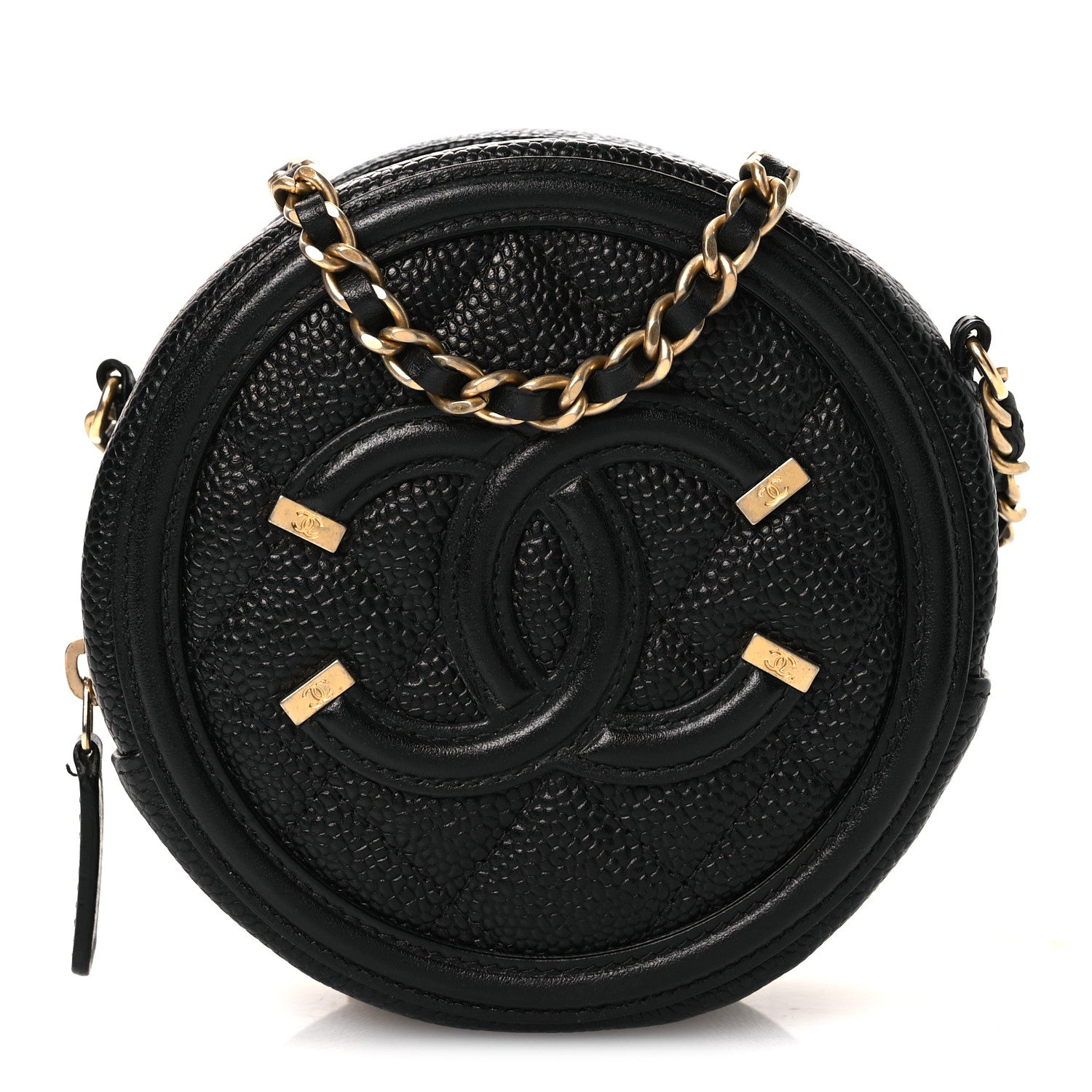 Chanel Caviar Quilted Round Filigree Crossbody Black 1 of 11