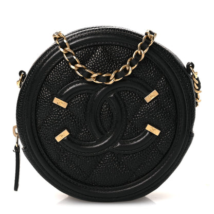 Chanel Caviar Quilted Round Filigree Crossbody Black 1 of 11