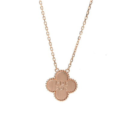 Van Cleef & Arpels 18K Rose Gold Diamond Black Onyx Vintage Alhambra Pendant Necklace 6 of 7