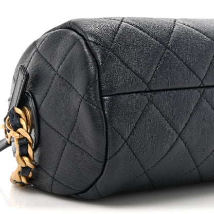 Chanel Shiny Lambskin Quilted Small Fashion Therapy Bowling Bag Navy 9 of 10