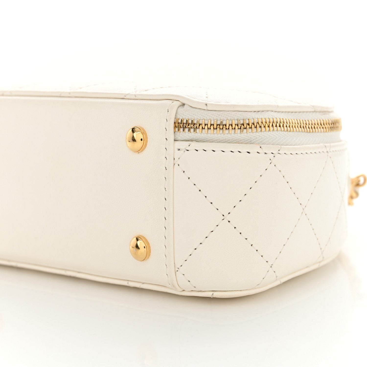 Chanel Lambskin Quilted Small Chic Riviera Top Handle Vanity Case White 10 of 11