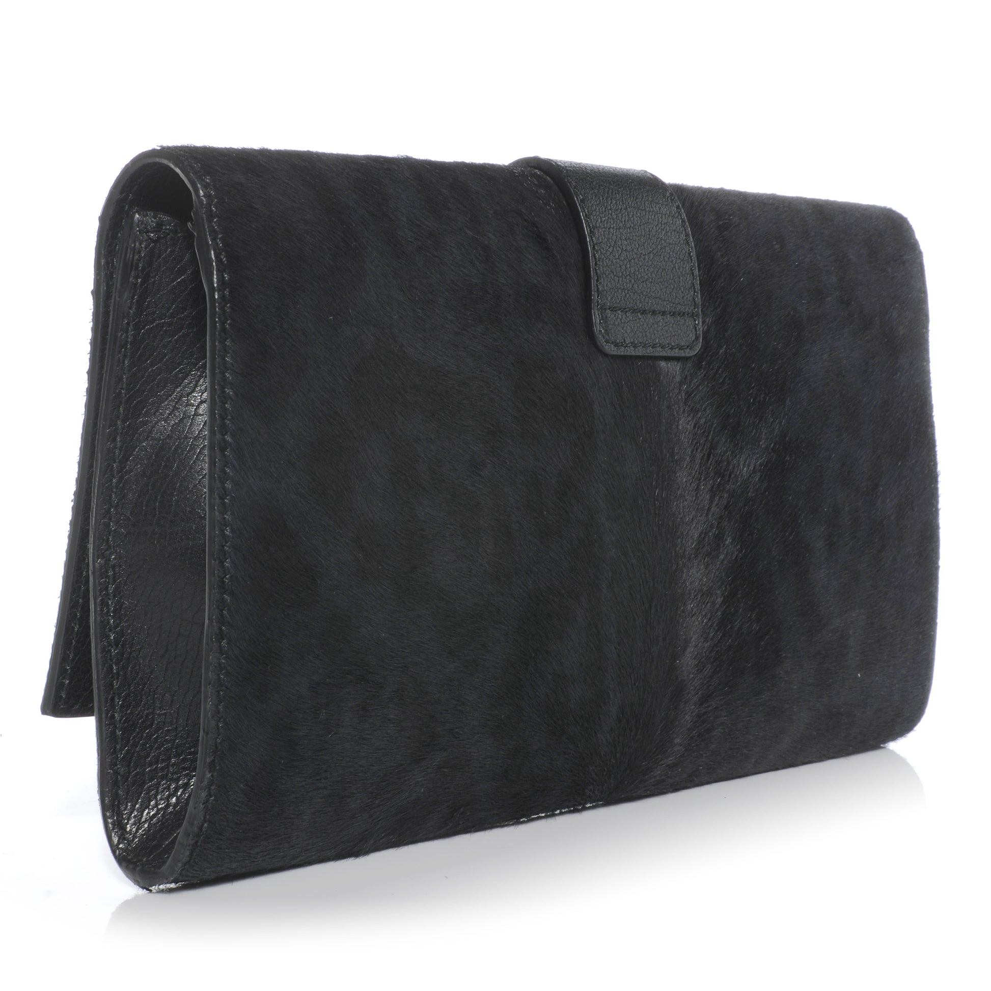 Saint Laurent Calf Hair and Leather ChYc Clutch Black 3 of 9