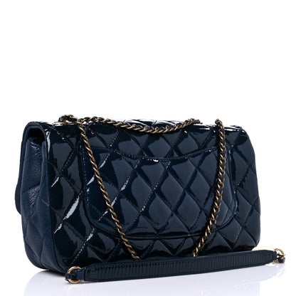 Chanel Patent Goatskin Quilted Medium CC Eyelet Flap Blue 3 of 11