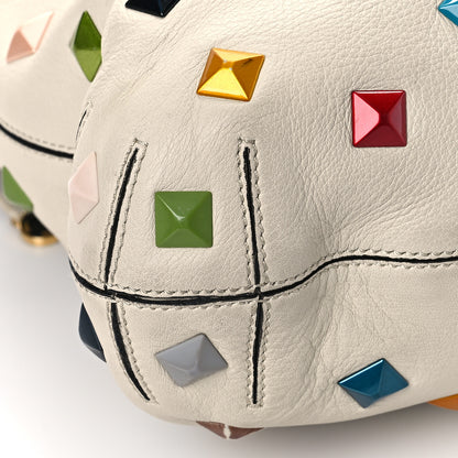 Fendi Calfskin Studded Medium B Fab Drawstring Tote Milk Multicolor 8 of 11