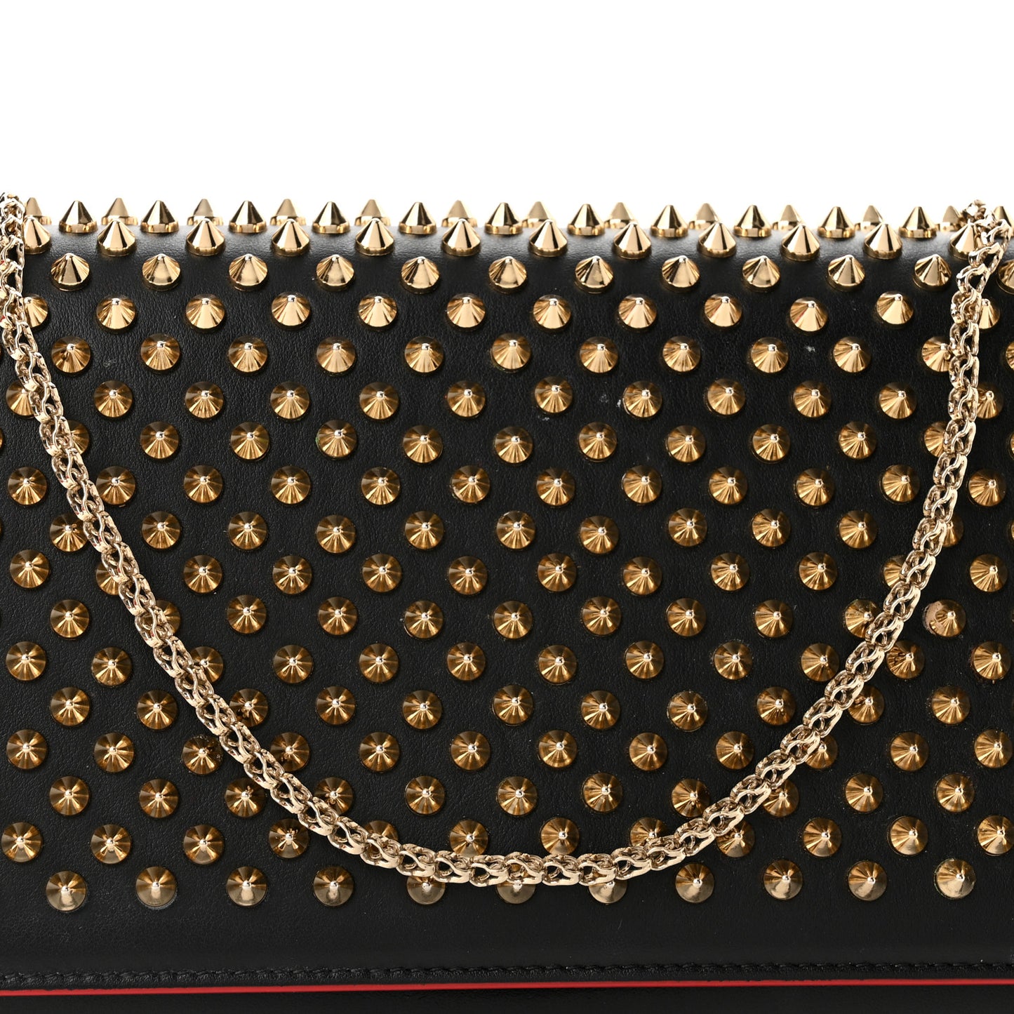 Calfskin Patent Leopard Spikes Paloma Clutch Black