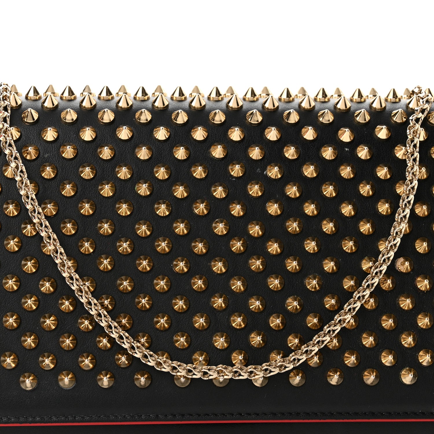 Christian Louboutin Calfskin Patent Leopard Spikes Paloma Clutch Black 8 of 10