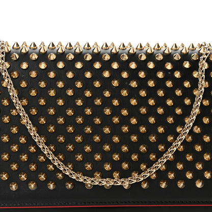 Christian Louboutin Calfskin Patent Leopard Spikes Paloma Clutch Black 8 of 10