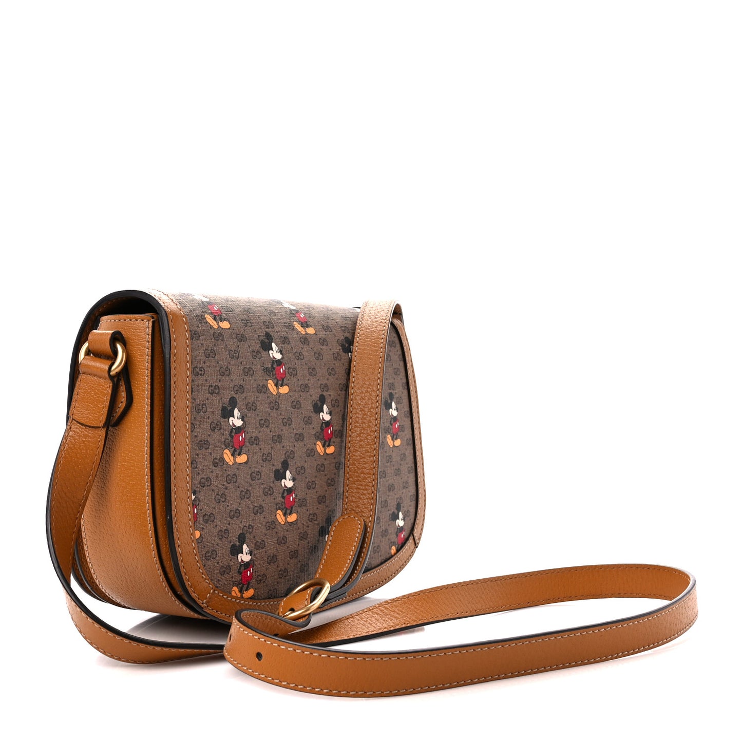 X DISNEY Mini Vintage GG Supreme Monogram Mickey Mouse Small Flap Messenger Bag Beige Vintage Sun Oil