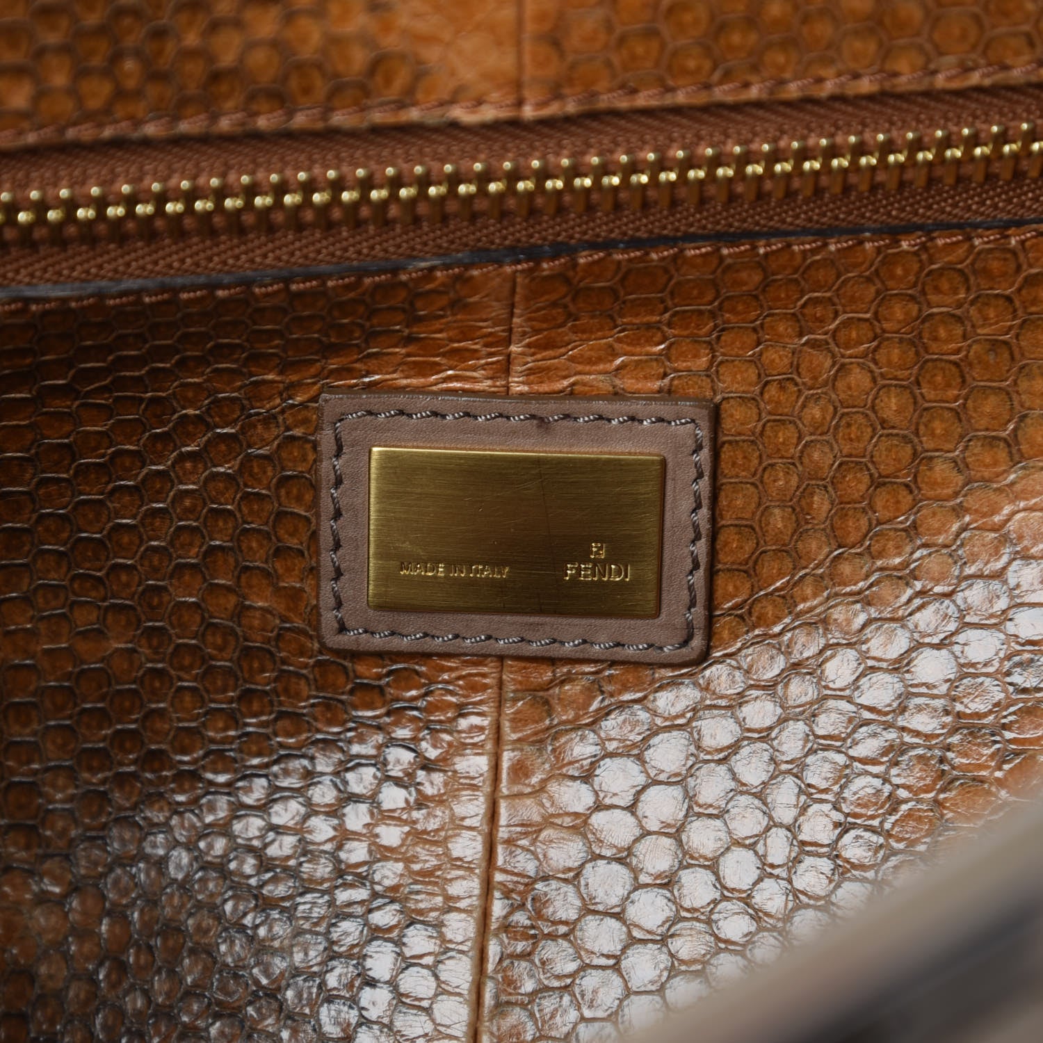 Fendi Vitello Saddle Ayers Large Peekaboo Iconic Satchel Argilla Saddle 7 of 20