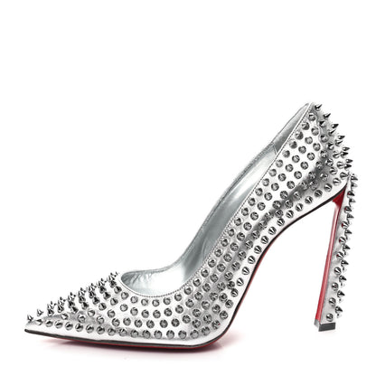 Christian Louboutin Metallic Nappa Condora Spikes 100 Pumps 40 Silver 1 of 7