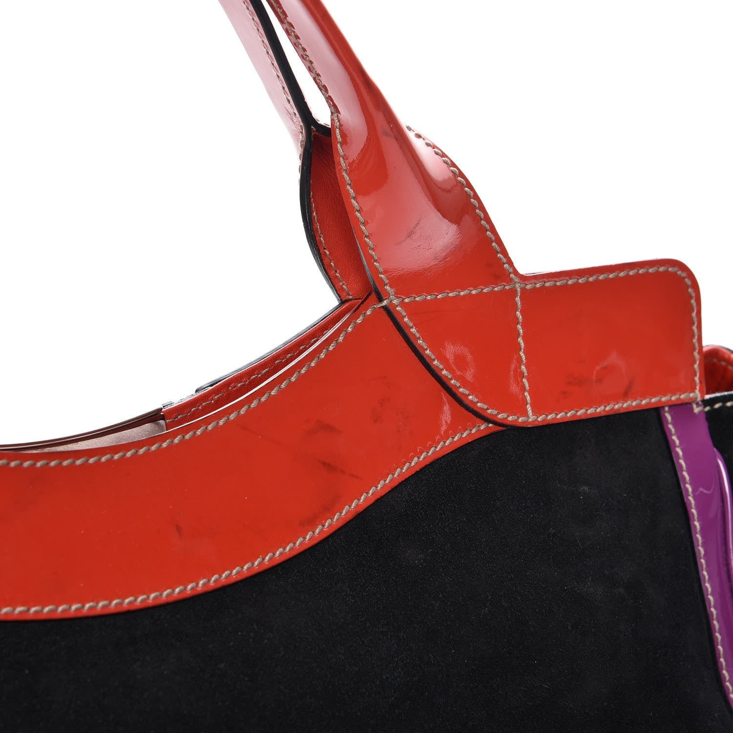 Gucci Suede Race Medium Top Handle Tote Black 9 of 14