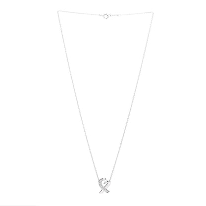 Tiffany 18K White Gold Diamond Small Paloma Picasso Loving Heart Necklace 3 of 4