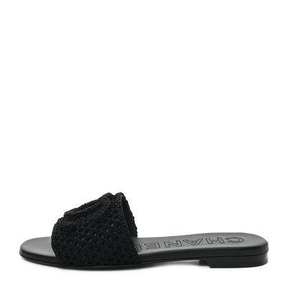 Chanel Crochet CC Mules Sandals 39 Black 1 of 9
