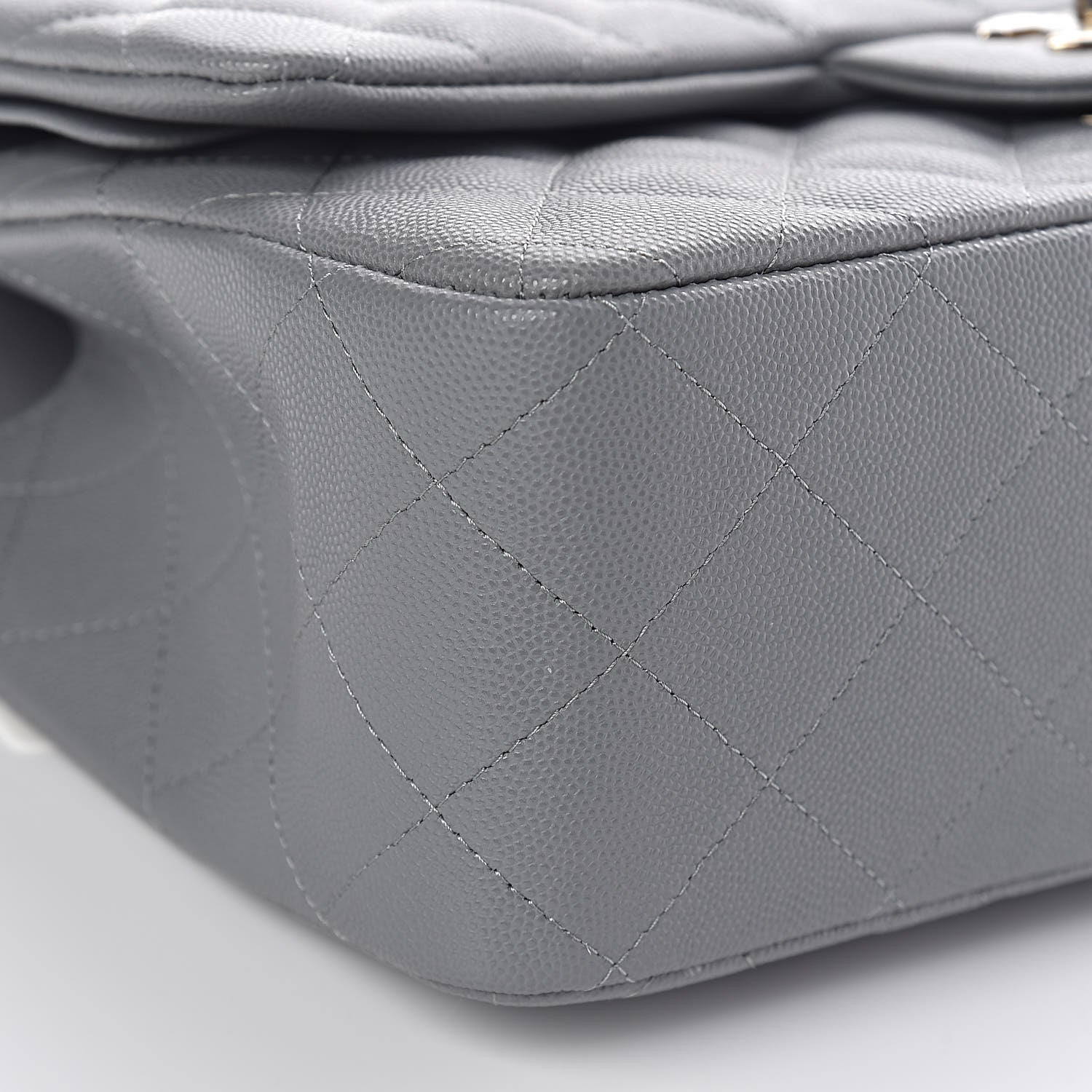Chanel Caviar Quilted Jumbo Double Flap Grey 8 of 11