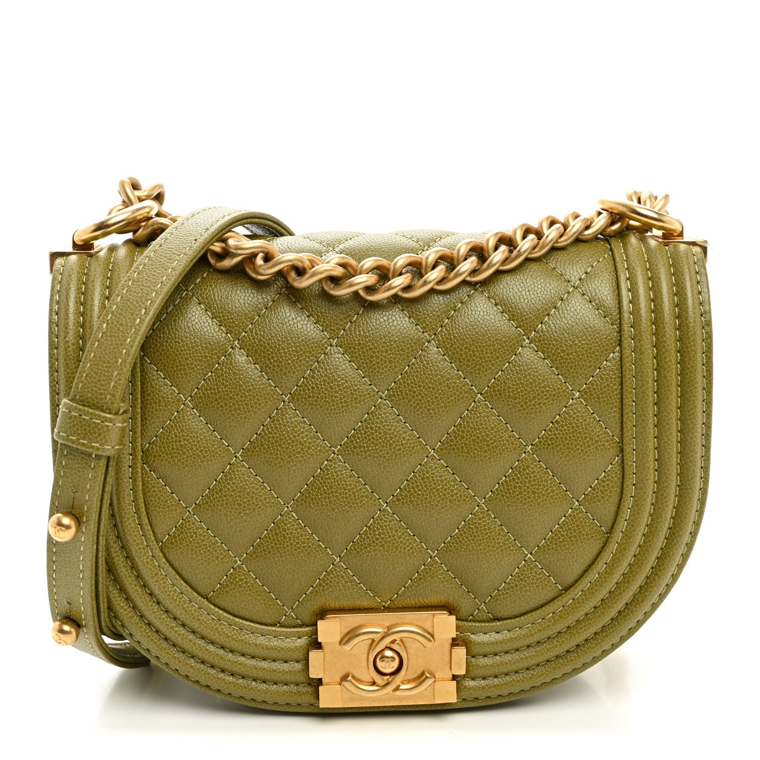 Chanel Caviar Quilted Small Boy Messenger Bag Green 1 of 10