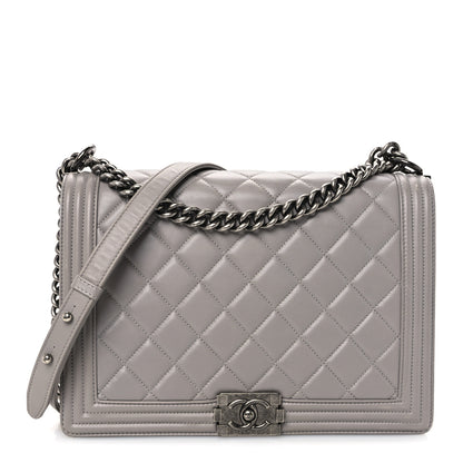 Chanel Lambskin Quilted Large Boy Flap Grey 1 of 11