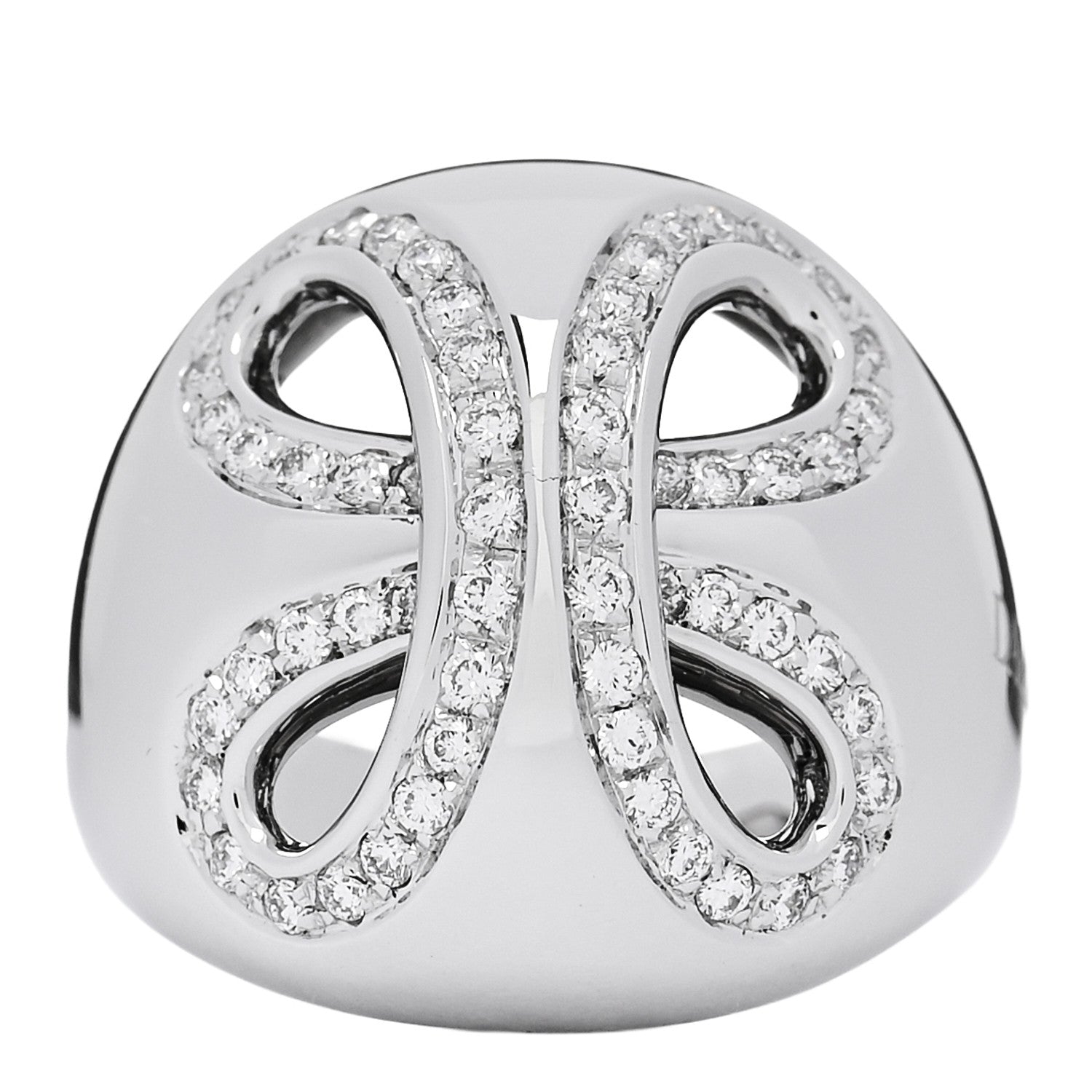 Damiani 18K White Gold Diamond Infinity Dome Ring 55 7.25 1 of 7