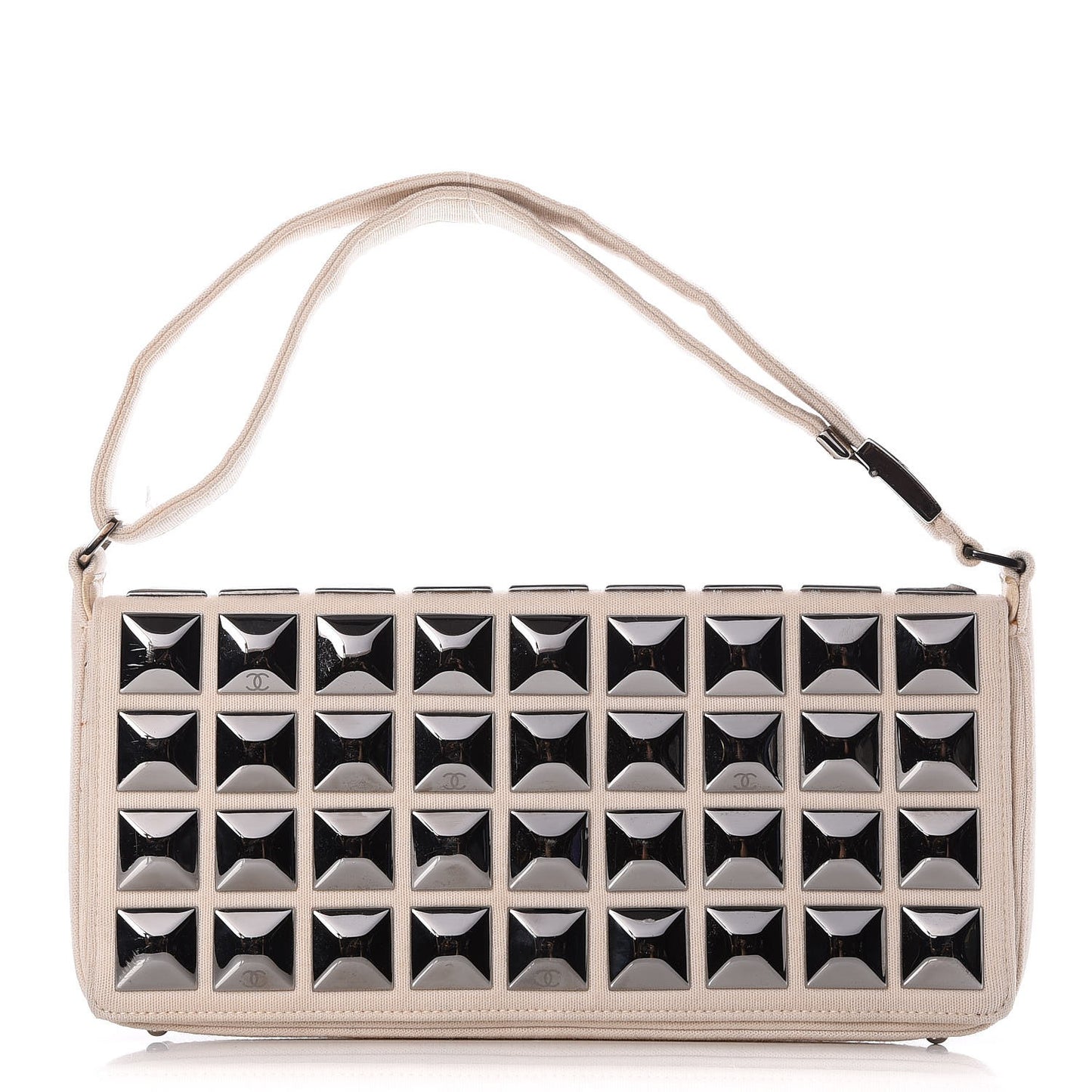 Canvas Studded Flap Off White