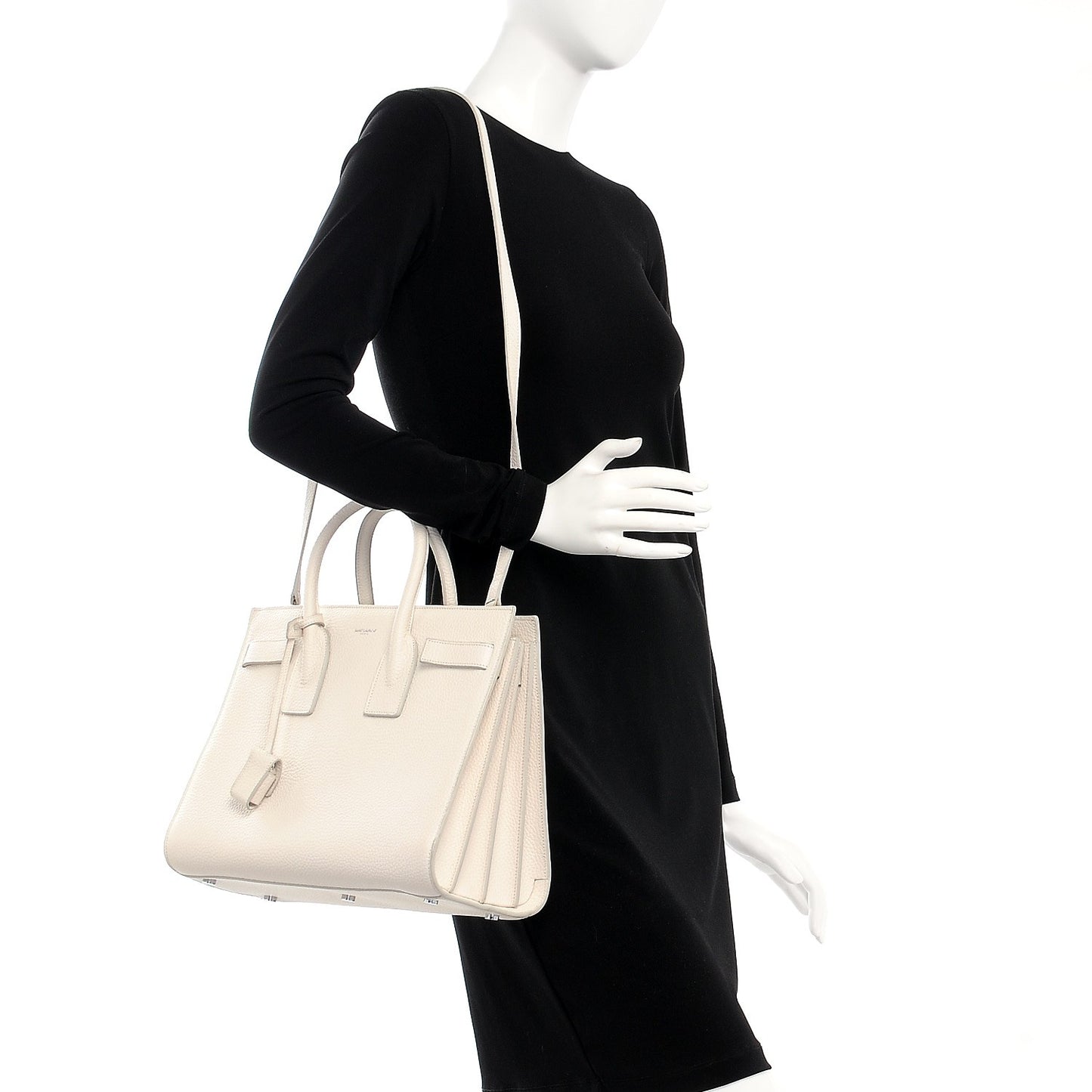 Grained Calfskin Small Sac De Jour Dove White