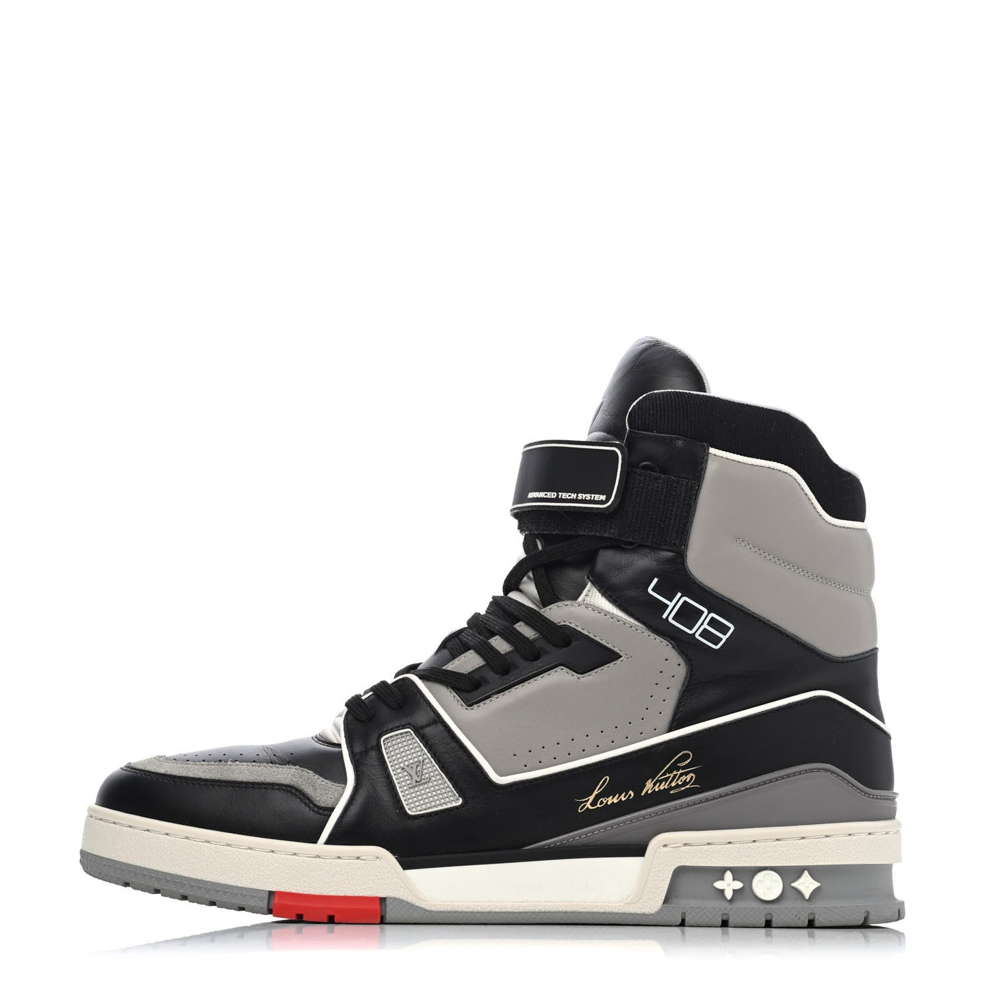 Calfskin Mens LV Trainer Sneaker Boots 43 Black
