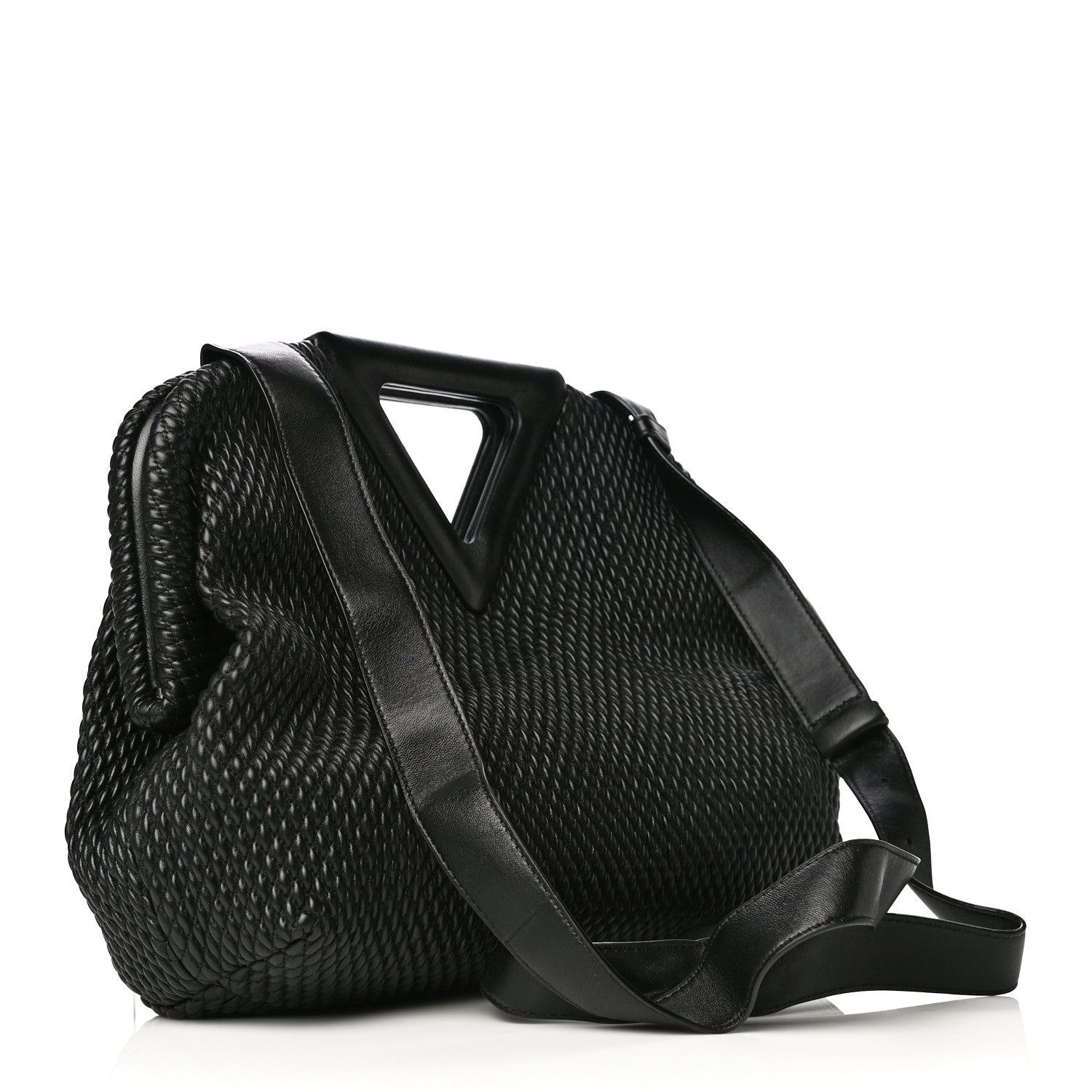 Bottega Veneta Lambskin Knit Small The Point Triangle Bag Black 3 of 12