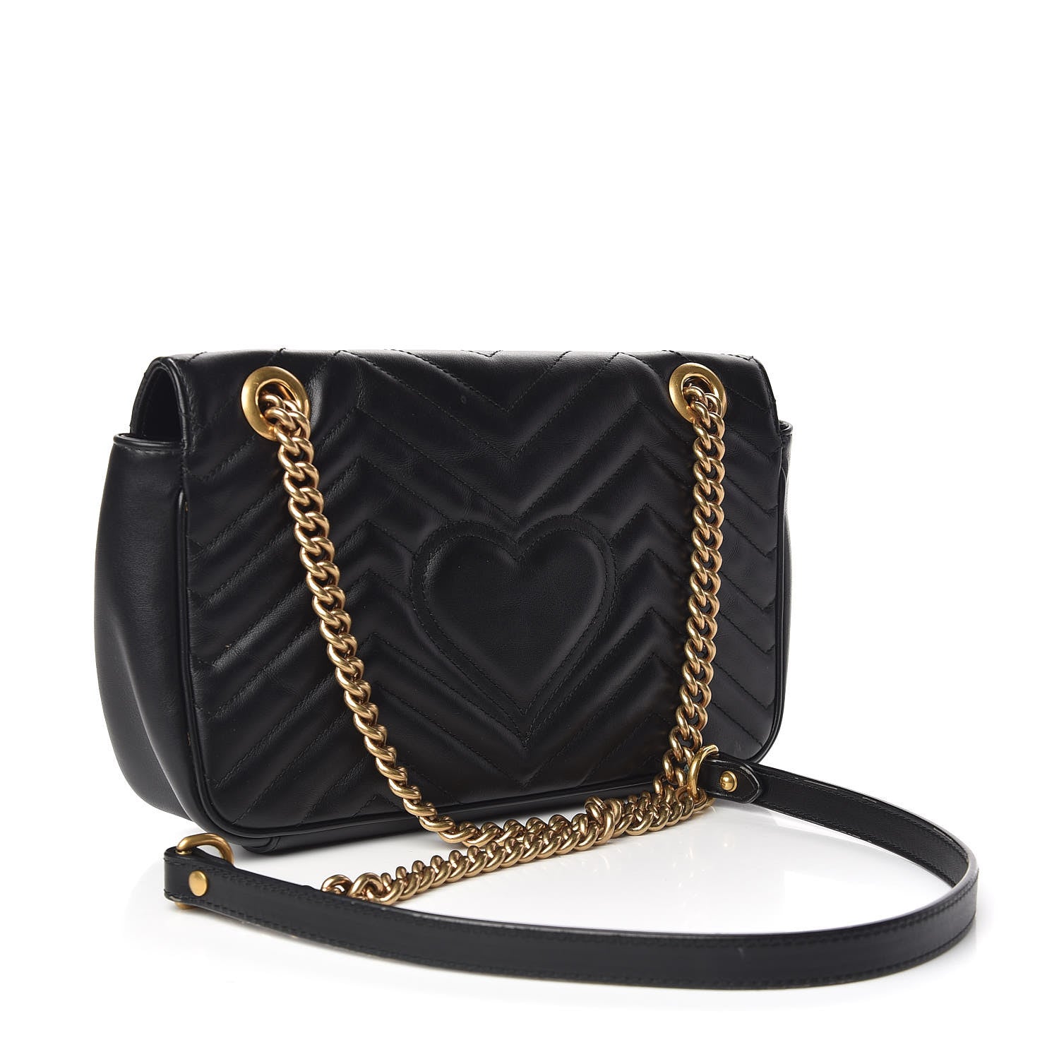 Gucci Calfskin Matelasse Small GG Marmont Shoulder Bag Black 3 of 10