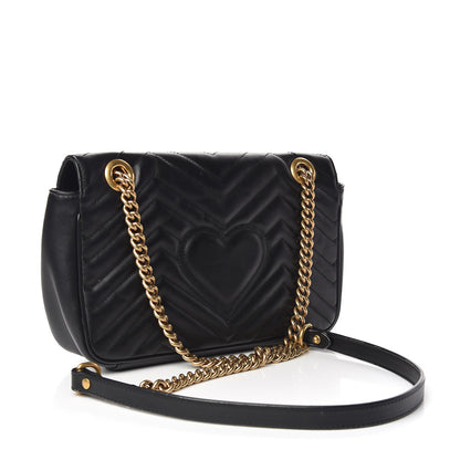 Gucci Calfskin Matelasse Small GG Marmont Shoulder Bag Black 3 of 10