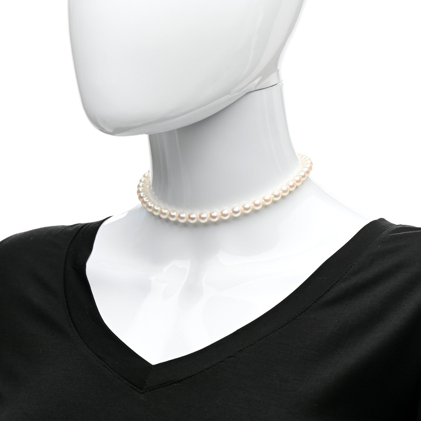 18K Yellow Gold Akoya Pearl 7-7.5mm Strand Necklace 14"