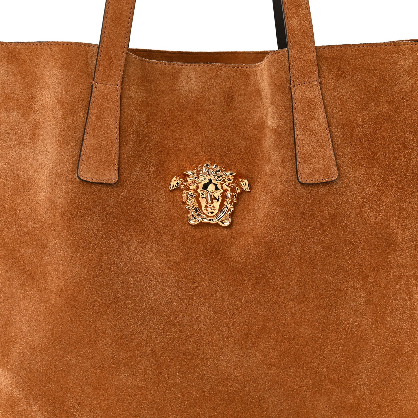 Suede La Medusa Tote Bag  Cognac